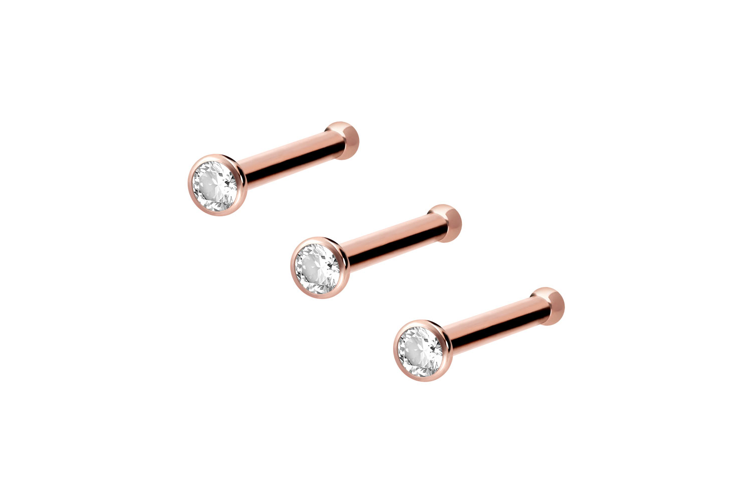 3er Set Titan Nasenstecker Nasenpiercing Pin KRISTALL